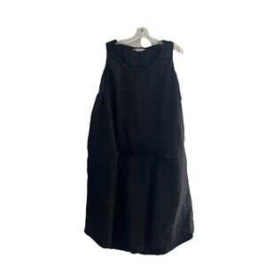 Luna Luz Linen Midi Dress Size Small Sleeveless Lagenlook Black Oversized‎ NEW